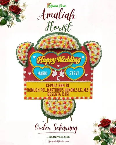Karangan Papan Bunga Pernikahan di Mata